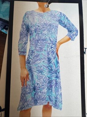 Caribbean Joe Floral Sharkbite Dress-L NWT